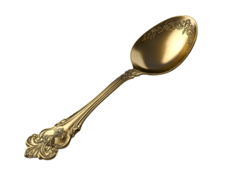 vintage royal gold spoon isolated on transparent