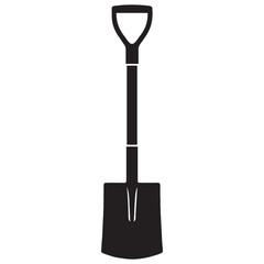 Silhouette image of a shovel on a white background