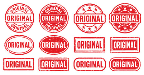 Original Stamp vector set. Original Rubber Stamp design collection. Original Grunge stamp pack. Seal Original. Vector illustration image. Isolated one white background.
