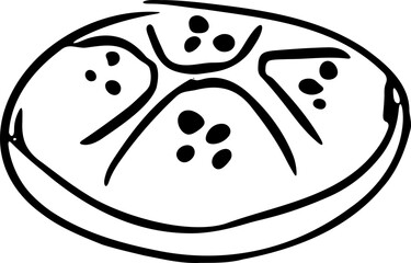 Clock Bread Line Icon | Hand Drawn Bakery Time Concept