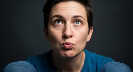 Portrait of a Woman with a Curious Expression, Looking Upward