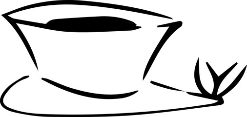 Tea Cup Line Icon | Hand Drawn Herbal Drink Outline