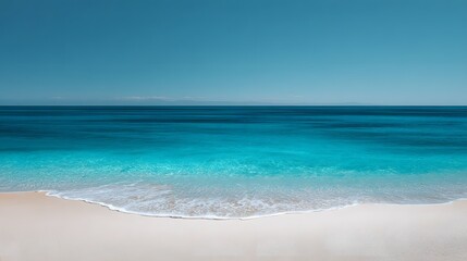 Obraz premium Tranquil beach with crystal clear azure waters and sandy shore