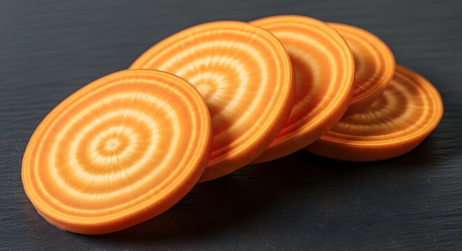 Macro Sliced Golden Beet on Dark Slate