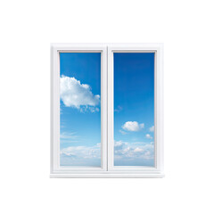 Bright and Clear Window View with Blue Sky and White Clouds Accentuating Natural Illumination and Open Space