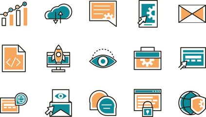 Streamline Your Workflow Essential Icons for Business, Technology, and Data Management