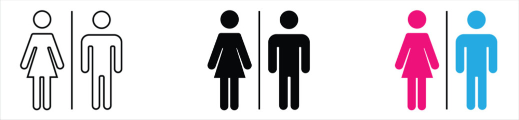 Male and Female Toilet Icons – Gender Symbols for Restroom Signs and Public Facilities