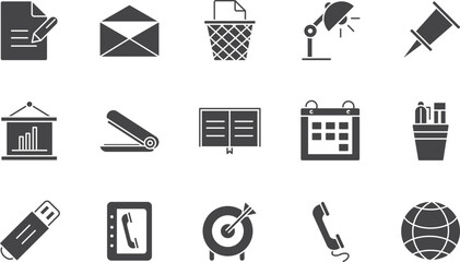 Essential Office Icons A Comprehensive Collection of High-Quality Vector Graphics for Presentations, Websites, and Documents