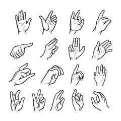 Fototapeta premium Set of various hand gestures sketch illustration