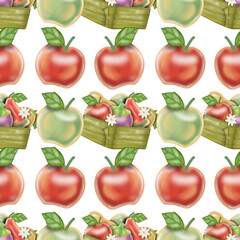 Seamless pattern of  Fruit Shaped Mung Bean Mung bean paste molded into small fruit shapes, with hand drawn style cartoon.