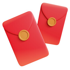 Chinese new year red envelope and gold coin 3d render illustration