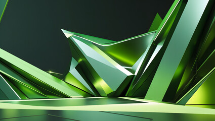 abstract green 3D podium 