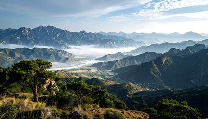 Majestic Mountain Range Sunrise Landscape - Dramatic Lighting