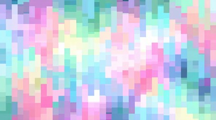 A playful, pixelated background shows a spectrum of pastel colors with a whimsical, soft feeling.