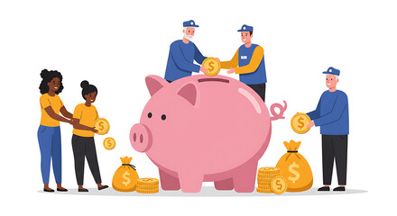 Task Management Flat Art Isolated on White Background