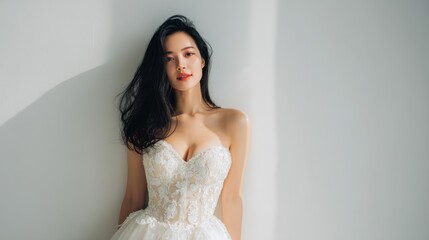 Beautiful Bride in White Wedding Dress

