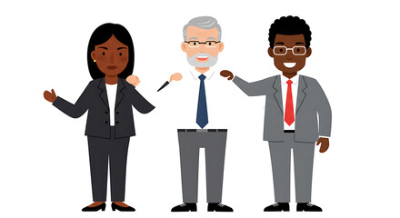 Diverse Business Team Flat Art Isolated on White Background