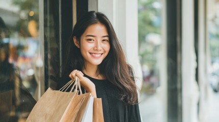 Happy Young Woman with Shopping Bags

