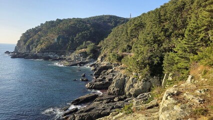 A beautiful seaside with cliffs in Busan, South Korea
