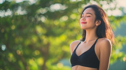 Woman Refreshing After Exercise Outdoors

