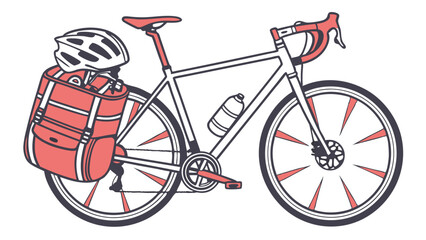 A classic red vintage bicycle with a black seat and pedals stands isolated on a white background, ready for a ride