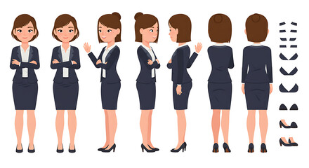 Obraz premium Cartoon Businesswoman Character isolated on white background