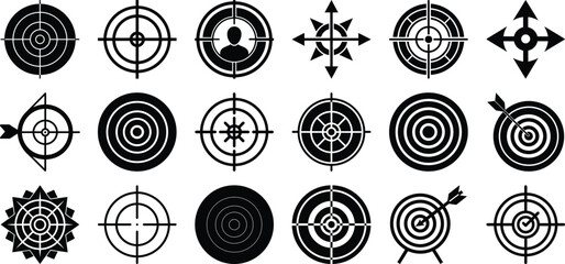 Target and crosshair icons set collection of aim bullseye symbol arrows icon isolated on white background