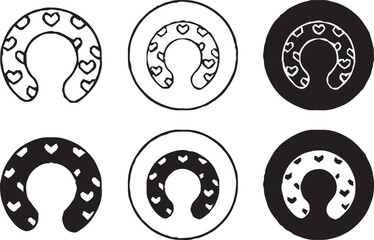 This image shows a set of horseshoe icons,