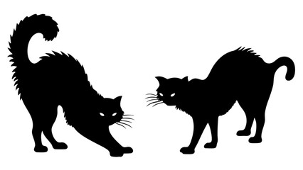 Halloween cat black vector silhouette