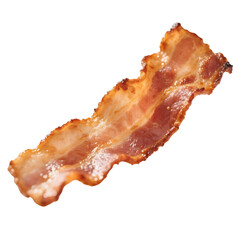 Obraz premium Crispy bacon strip isolated on transparent background with rendered fat