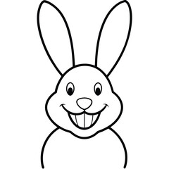 Happy cartoon bunny rabbit with big buck teeth and long ears
