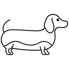 Simple outline drawing of a dachshund dog standing profile view