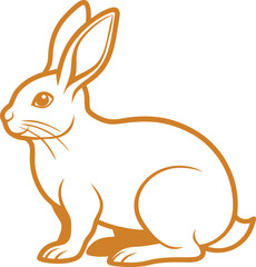 Rabbit Silhouette Line Art Vector Illustration On White Background