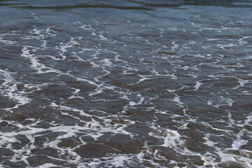 Sea foam on the shore of the beach 