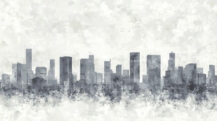 Fototapeta premium Monochrome cityscape skyline illustration.