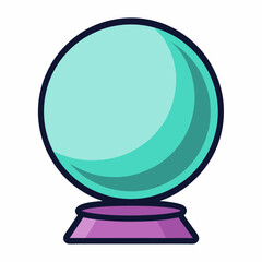 Cartoon crystal ball with a purple stand on a white background