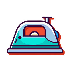 Modern flat design of a teal and white steam iron