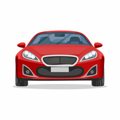 Sleek Red Car: Capturing the essence of modern automotive design, this front-facing shot showcases a vibrant red car with smooth lines and dynamic curves. 