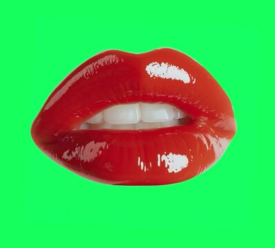 red lips talking, isolated on green screen