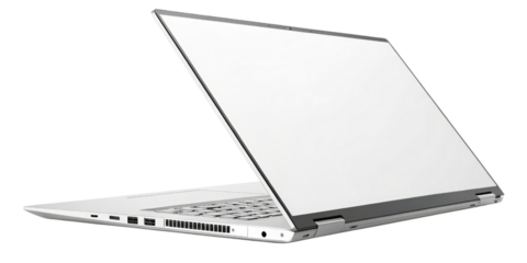 White Laptop Mockup 34 View, Isolated on Transparent Background, Technology, Computer, Device, Laptop, Mockup, Technology