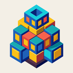 Fototapeta premium 3d render of a building blocks with different colors
