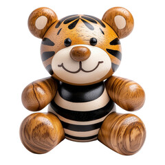 Cute Wooden Tiger Toy with Whimsical Features and Charming Expression, Perfect for Children's Playrooms or Decor