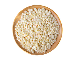 White chocolate chips Pistols buttons. Confection and pastry concept.