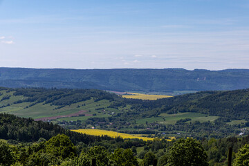 Mountain landscape. Eastern Sudetes Mountains on the border of Poland and the Czech Republic
