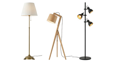 Three modern floor lamps illustration
