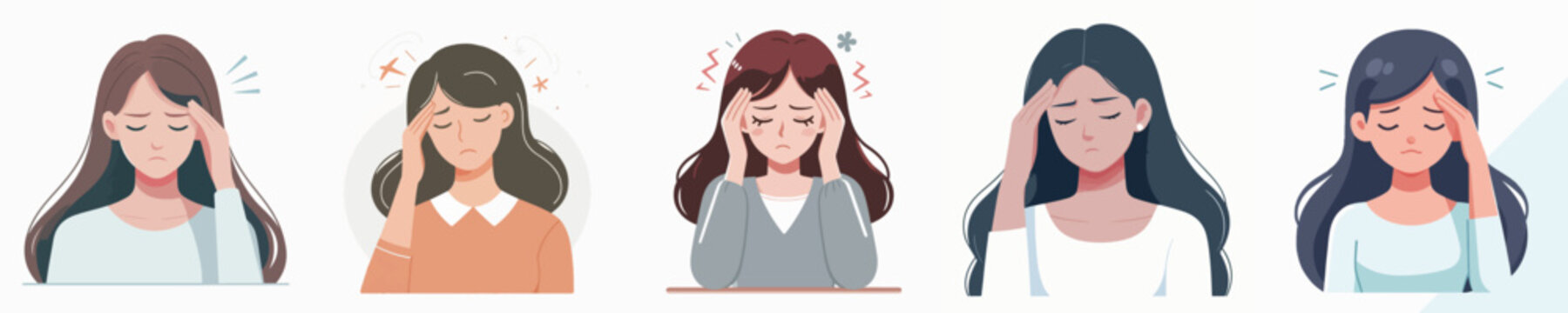 vector image woman with a headache flat design white bakcground