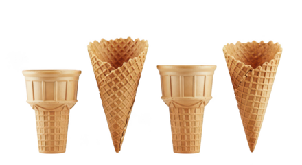 Waffle ice cream cones isolated