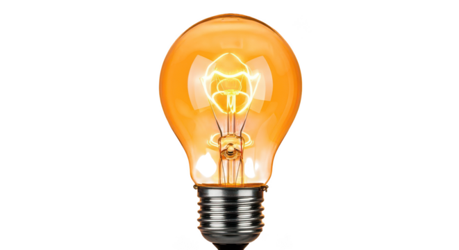 Warm glowing light bulb isolated