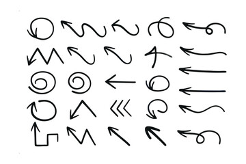 Arrow Design Variety: A selection of diverse arrow designs, each crafted with unique shapes and styles, perfect for guiding the eye and illustrating direction and flow in a creative context.