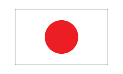 Flag of Japan. Japan flag icon. A rectangular flag. Computer digital vector illustration. Black wireframe.